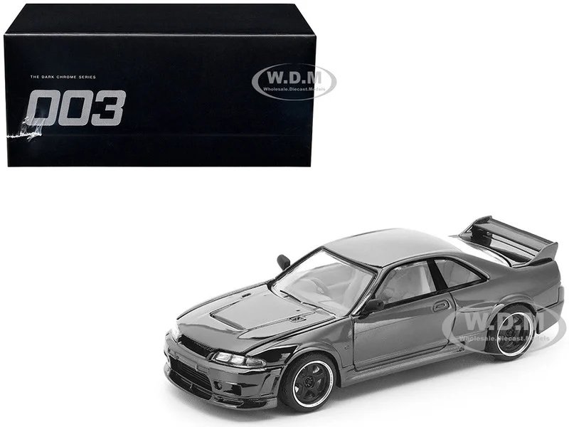 GTR R33 400R RHD (Right Hand Drive) Dark Chrome "The Dark Chrome Series" 1/64 Diecast Model Car by Pop Race - Nissan Models