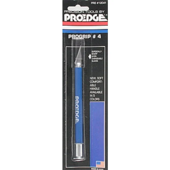 Proedge PE12041 Pro-Grip #4 Knife with Soft Rubberized Handle and Non-Roll End Piece - Blue Colour