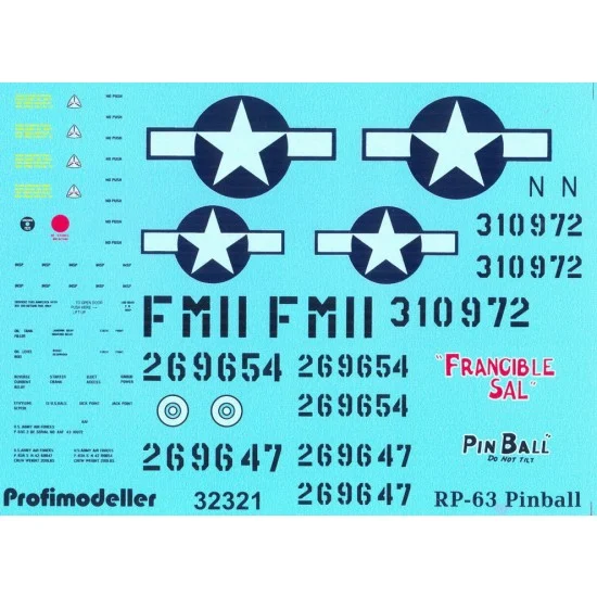 Profi Modeller 32321 1/32 Bell RP-63 Pinball Decals