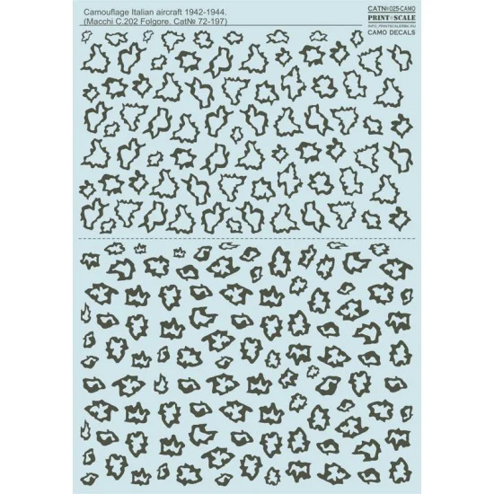 Print Scale 025 1/72 Wet Decals - Camouflage Italian Aircraft 1942-1944 (Macchi MC.202 Folgore)