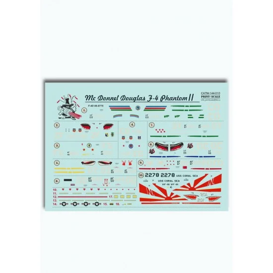 Print Scale 144-010 1/144 McDonnell Douglas F-4 Phantom II in Viet Nam War Decals