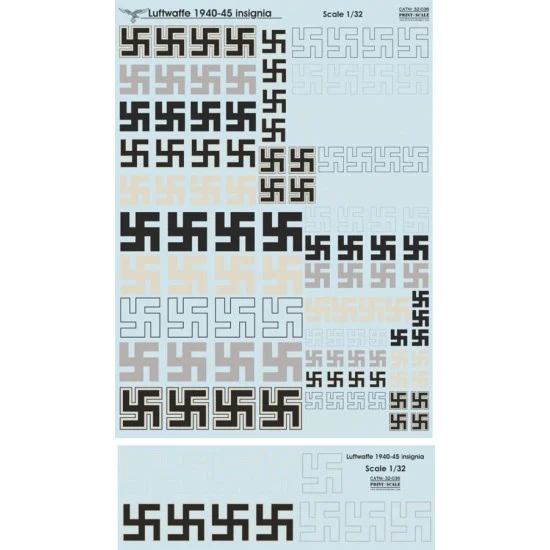 Print Scale 32-036 1/32 Luftwaffe Insignia 1939-1945 Decal