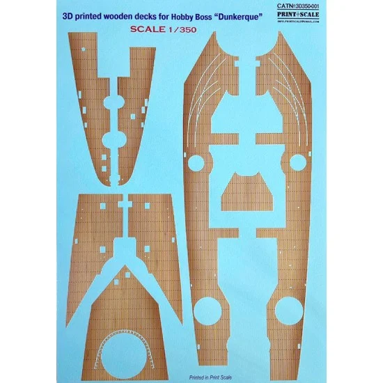 Print Scale 3D350-001 1/350 French Battleship Dunkerque Wooden Decks for HobbyBoss kits (3D printed)