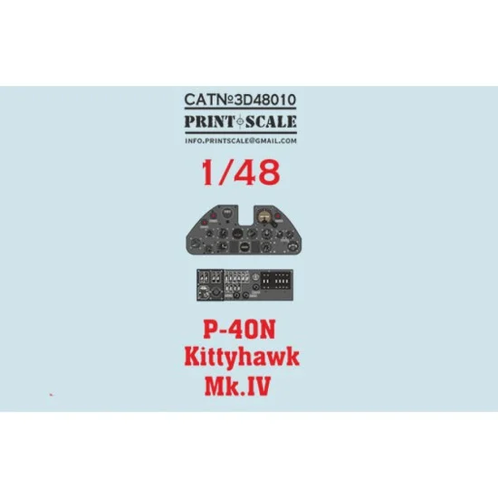 Print Scale 3D48-010 1/48 P-40N Kittyhawk Mk.IV Instrumental Panel 3D Decal