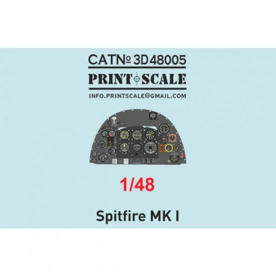 Print Scale 3D48005 1/48 Supermarine Spitfire Mk.I Instrumental Panel - Model Planes