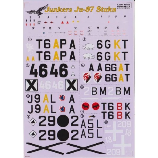 Print Scale 48-032 1/48 Junkers Ju-87 Stuka Decals (complete set, 2 leaf)