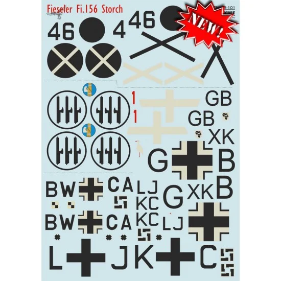 Print Scale 48-101 1/48 Wet Decals - Fieseler FI.156 Storch