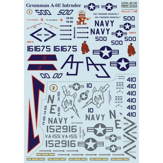 Print Scale 48-190 Decals for 1/48 Grumman A-6E Intruder