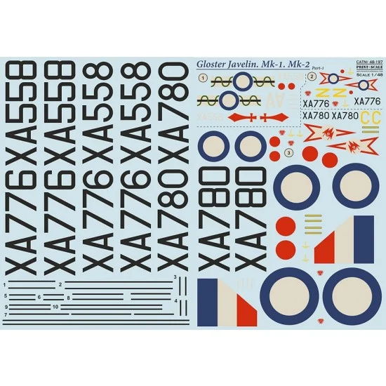 Print Scale 48-197 Decals for 1/48 Gloster Javelin Part-1