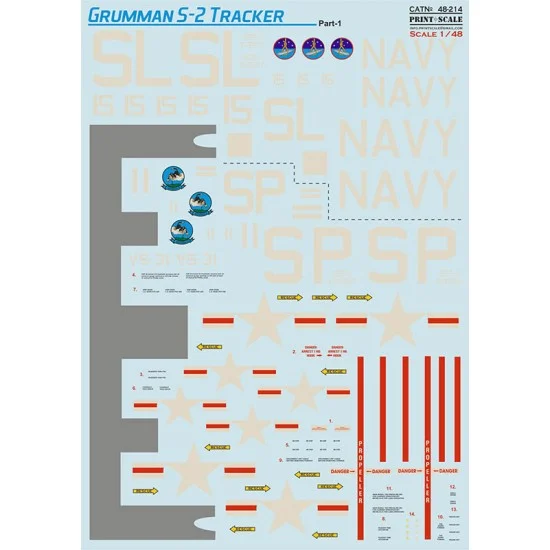 Print Scale 48-214 Decals for 1/48 Grumman S-2 Tracker Part 1