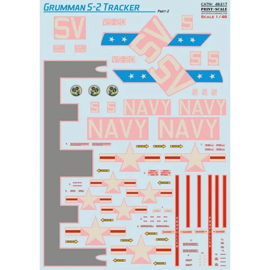 Print Scale 48-217 Decals for 1/48 Grumman S-2 Tracker Part 2