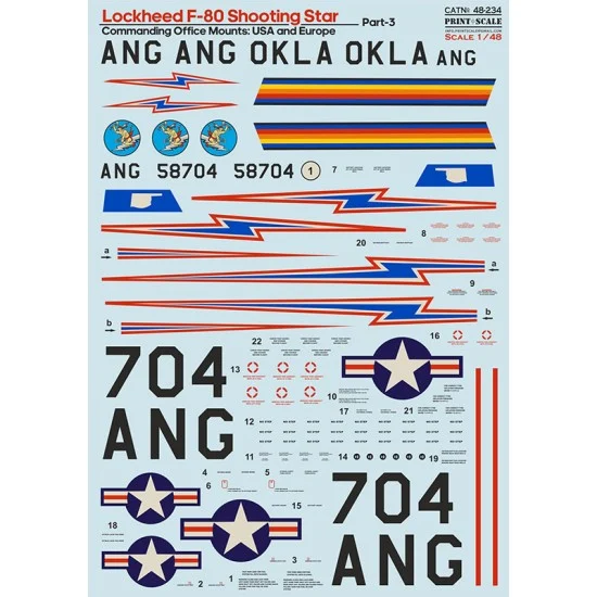 Print Scale 48-234 1/48 Lockheed F-80 Shooting Star Water-slide Decal Part-3
