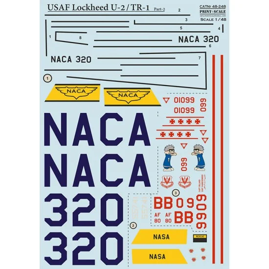 Print Scale 48-248 1/48 USAF Lockheed U2/TR-1 Part 2 Decal