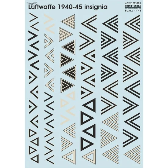 Print Scale 48-252 1/48 Luftwaffe 1940-45 insignia. Winkel. Part 1 Decal