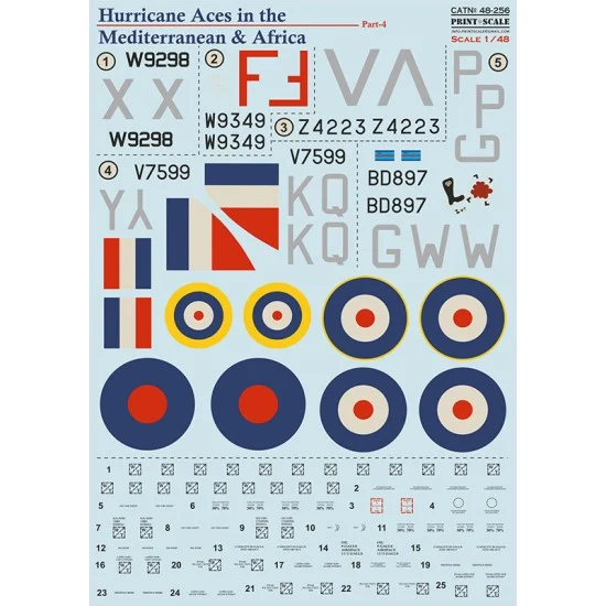 Print Scale 48-256 Decal for 1/48 Hurricane Aces of the MTO and Africa Part 4
