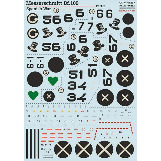 Print Scale 48-267 Decal for 1/48 Messerschmitt Bf-109 B/D Spanish War Part 2