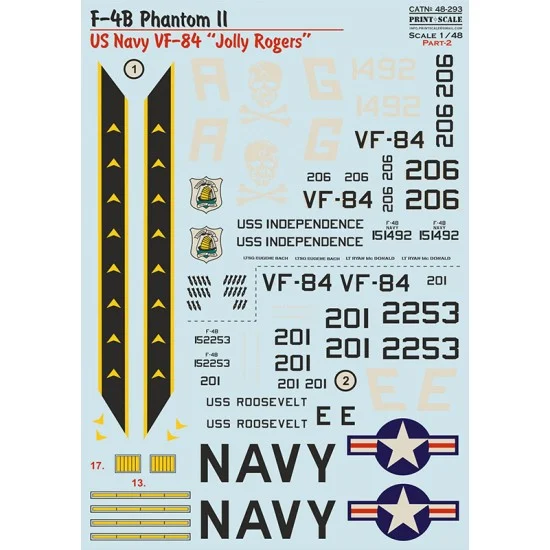 Print Scale 48-293 1/48 US Navy F-4B Phantom II VF-84 Jolly Rogers Decal Part 2