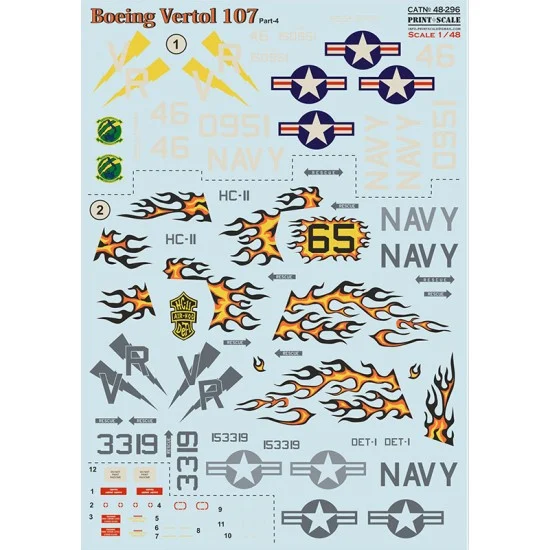 Print Scale 48-296 1/48 Boeing-Vertol 107 Water-slide Decal Part 4