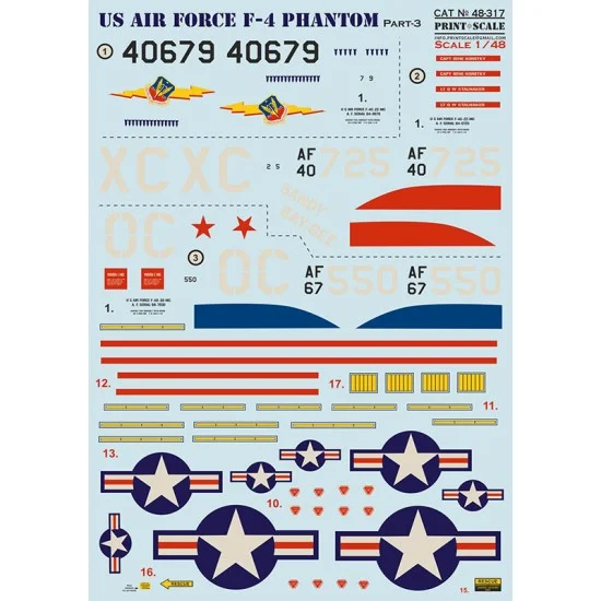 Print Scale 48-317 1/48 US Air Forces F-4 Phantom. Decal Part 3
