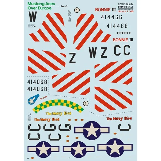 Print Scale 48-322 1/48 P-51 Mustang Aces over Europe Decal Part 3