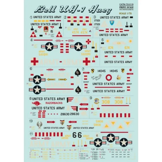 Print Scale 72-019 1/72 Bell UH-1 Huey Decals