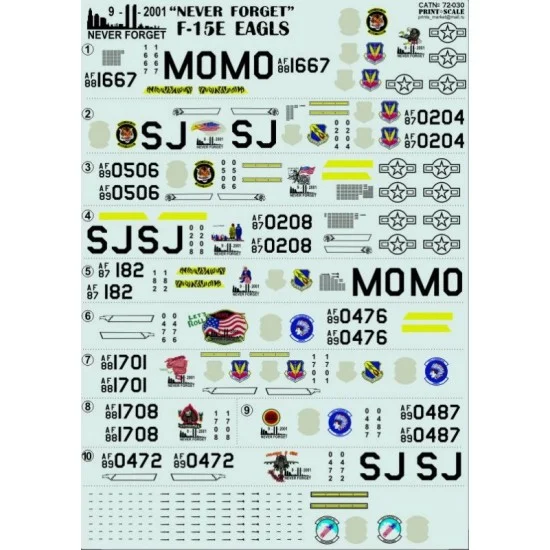 Print Scale 72-030 1/72 McDonnell Douglas F-15E Strike Eagle Decals