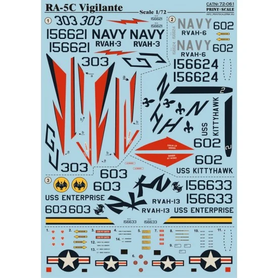 Print Scale 72-061 1/72 RA-5C Vigilante Decals