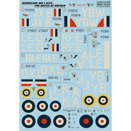 Print Scale 72-065 1/72 Hawker Hurricane MK I Decals