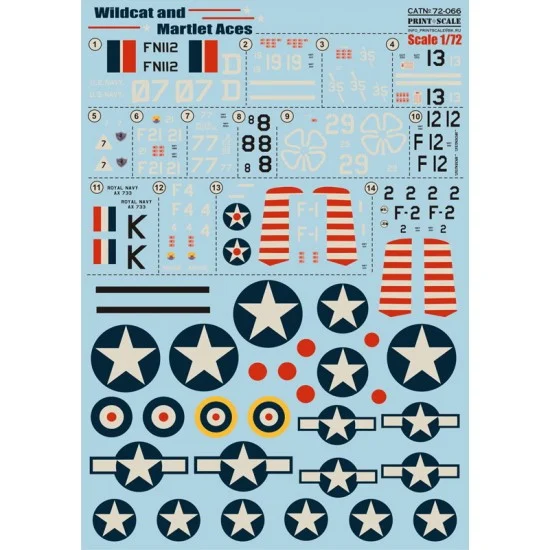 Print Scale 72-066 1/72 Wildcat and Martlet Aces Decals