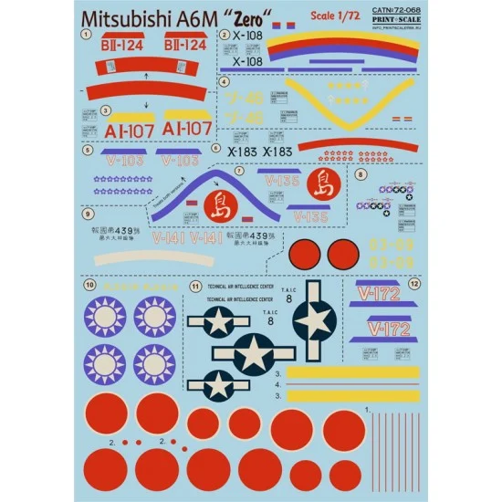 Print Scale 72-068 1/72 Mitsubishi A6M Zero Decals
