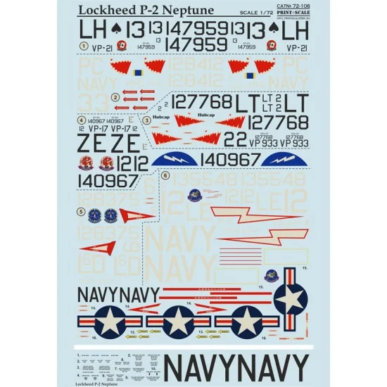 Print Scale 72-106 1/72 Lockheed P-2 Neptune Decals
