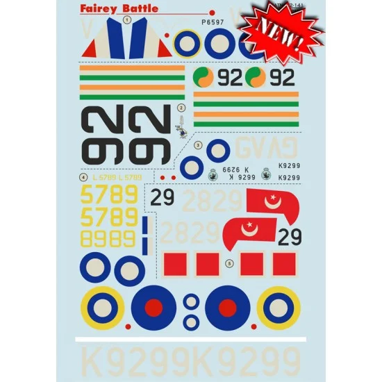 Print Scale 72-141 1/72 Wet Decals - Fairey Battle (1 sheet)