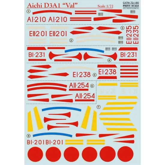 Print Scale 72-180 1/72 Wet Decals - Aichi D3A1 "Val"