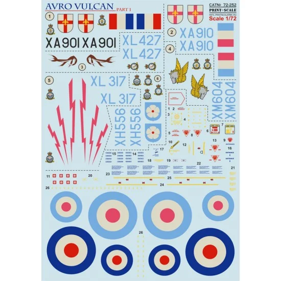 Print Scale 72-252 1/72 Avro Vulcan Decals Part 1