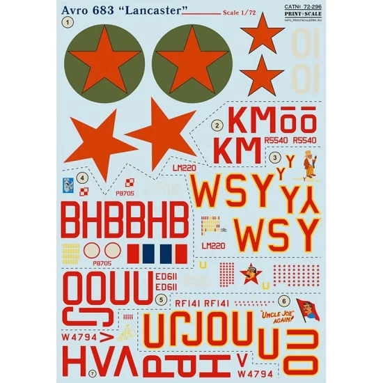 Print Scale 72-296 1/72 Avro 683 Lancaster Decals