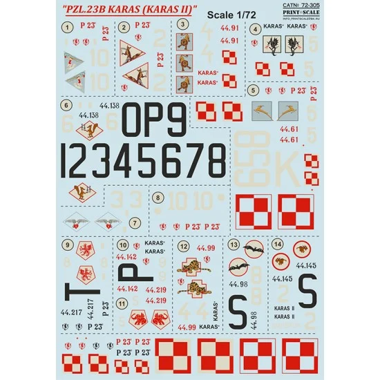 Print Scale 72-305 1/72 PZL.23B Karas (Karas II) Decals