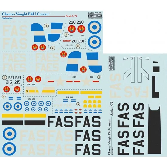 Print Scale 72-351 Decals for 1/72 Chance Vought F4U Corsair Salvador