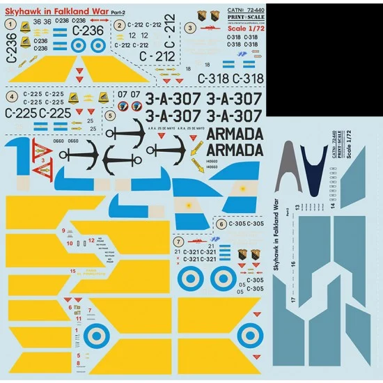Print Scale 72-440 Decals for 1/72 Skyhawk in Falkland War Part 2 The Complete Set