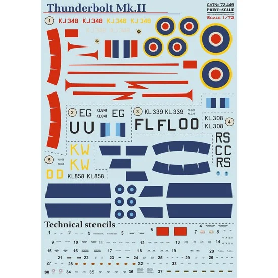 Print Scale 72-449 Decals for 1/72 Thunderbolt Mk II