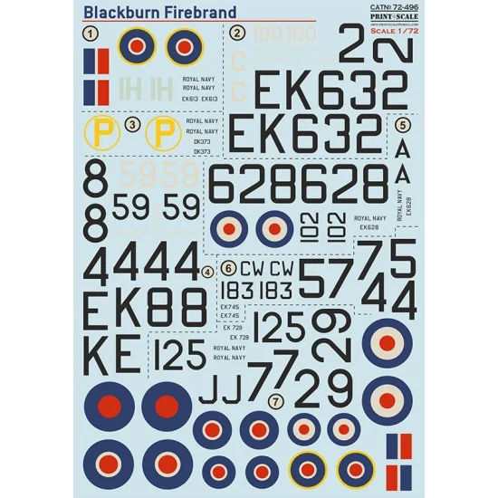 Print Scale 72-496 Decal for 1/72 Blackburn B.46 Firebrand TF.Mk.5