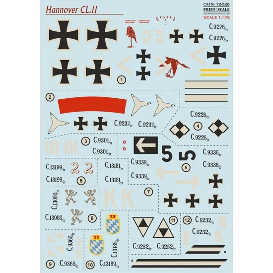 Print Scale 72-526 1/72 Hannover CL.II Decal