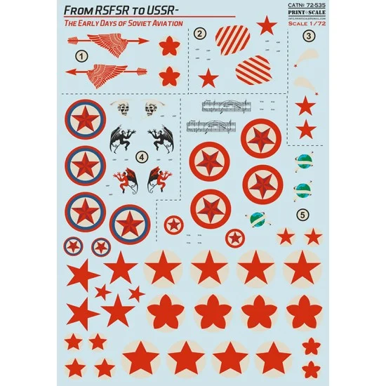 Print Scale 72-535 1/72 From RSFSR to USSR - The Early Days of Soviet Aviation Water-slide Decal