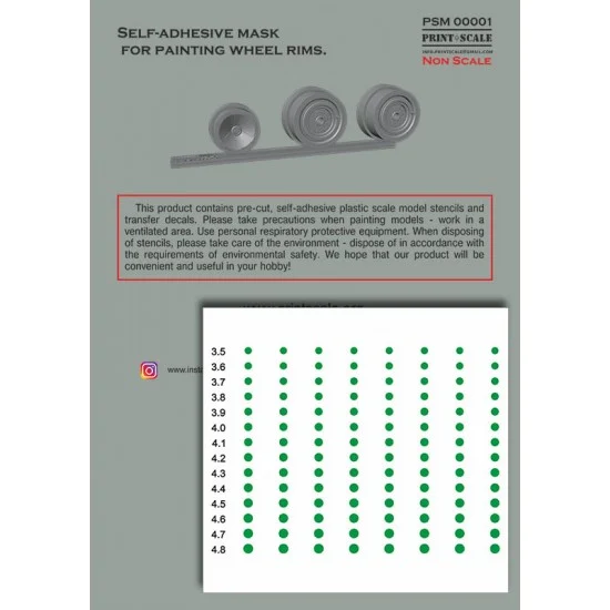 Print Scale PSM00001 Self-Adhesive Mask for Painting Wheel Rims D.3,5-4,8