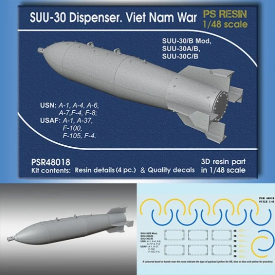 Print Scale PSR48018 1/48 Viet Nam War SUU-30 Dispenser for SUU-30A/B Mod (4pcs)