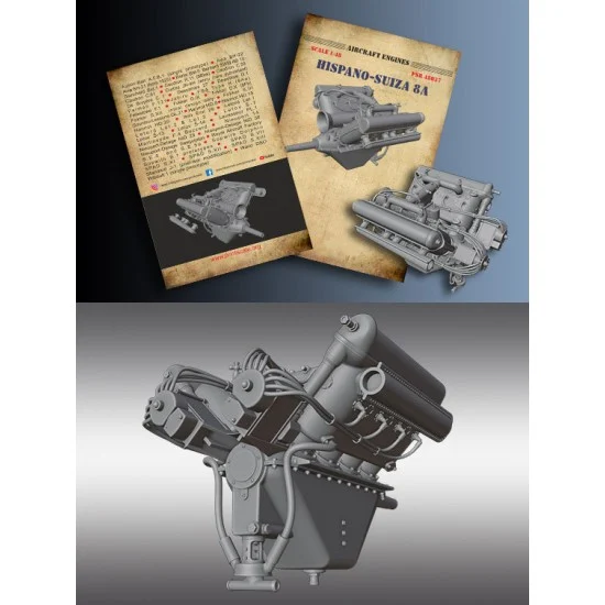 Print Scale PSR48037 1/48 Hispano-Suiza 8 Water-cooled V8 SOHC Aero Engine