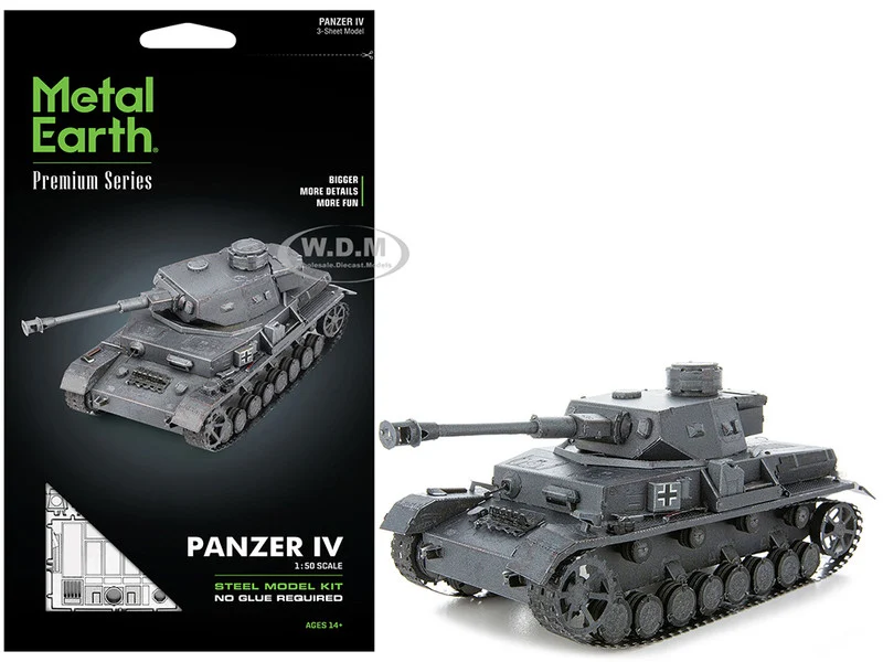 Model Kit German Panzer IV Tank (Challenging Difficulty) Steel Model by Metal Earth - Military Models