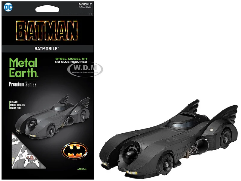 Model Kit 1989 Batmobile Black "Batman" (1989) Movie (Challenging Difficulty) Steel Model by Metal Earth - Movie/TV Series Models
