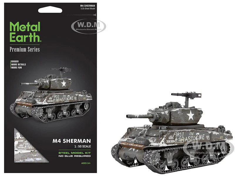 Model Kit United States M4 Sherman Tank (Moderate Difficulty) Steel Model by Metal Earth - Military Models