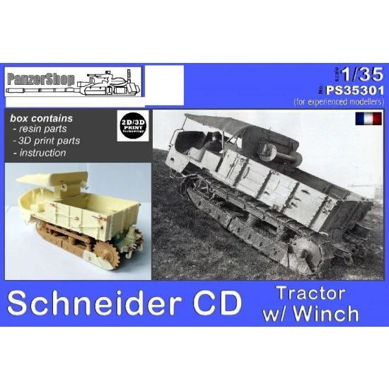 PanzerShop 35301 1/35 Schneider CD Tractor with Winch (short cargo) Conversion set for HobbyBoss CA kits - Military Vehicles & Tanks