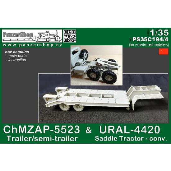 PanzerShop 35C194-4 1/35 URAL-4420 Saddle Tractor Conv Set & ChMZAP-5523 Trailer/Semi-trailer